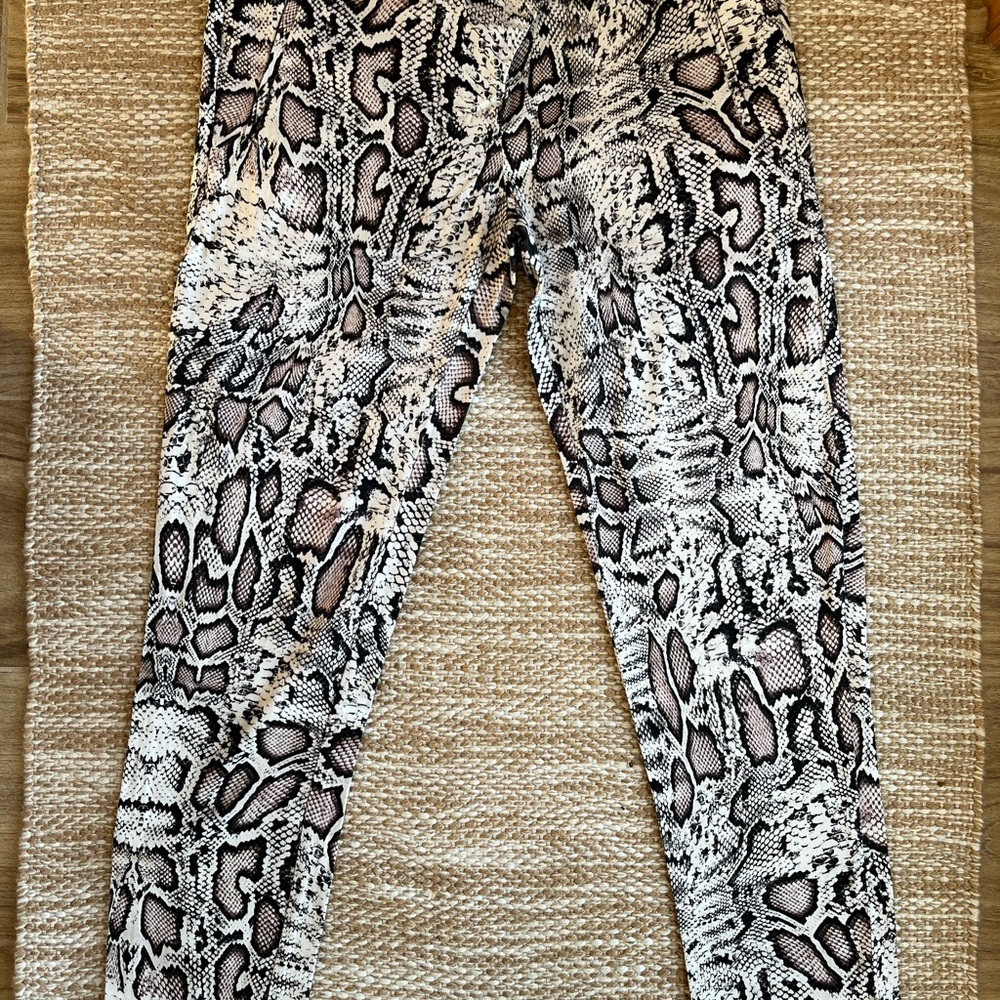 Mango Black and White Snakeskin Leggings